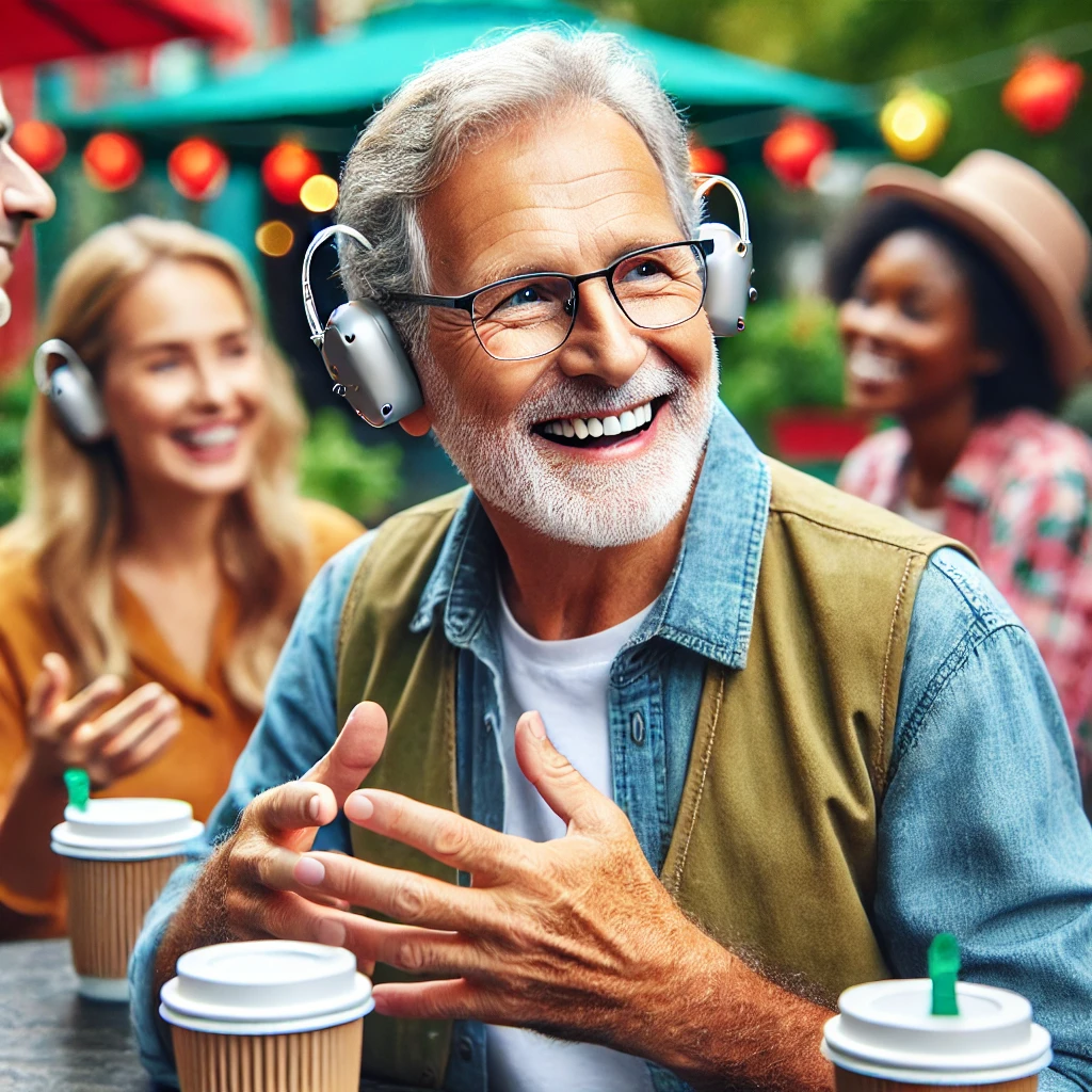 older adult enjoying life with modern hearing aids